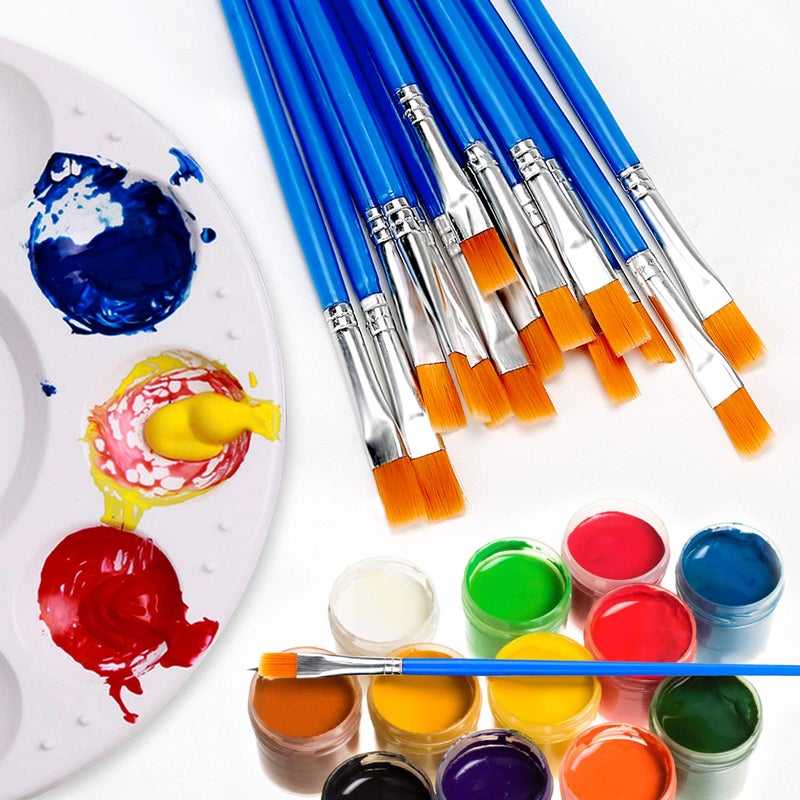 DOMMARE 30Pcs Small Paint Brushes Kids for Acrylics Painting, Flat Nylon Hair Paint Brush Bulk Handle Oil Watercolors Painting Brushes for Students, Children and Adult, Blue - Image 2